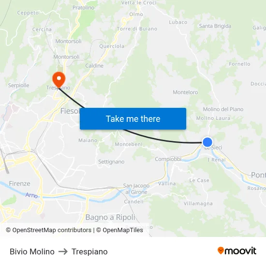 Molino Junction to Trespiano map