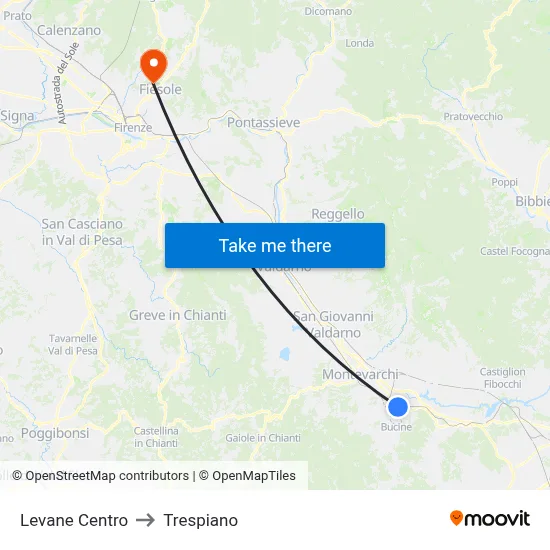 Levane Center to Trespiano map