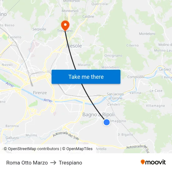 Roma March 8th to Trespiano map