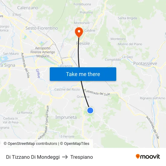 Di Tizzano Di Mondeggi to Trespiano map