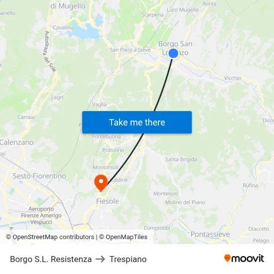 Borgo San Lorenzo Resistance to Trespiano map
