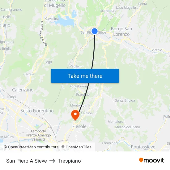 San Piero A Sieve to Trespiano map
