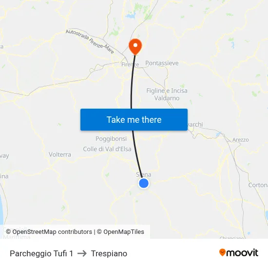Tufi Parking 1 to Trespiano map