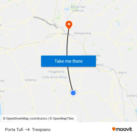 Porta Tufi to Trespiano map