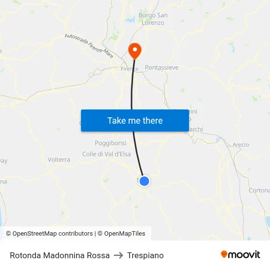 Red Madonna Roundabout to Trespiano map
