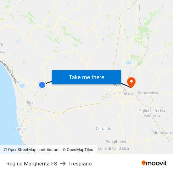 Regina Margherita FS to Trespiano map
