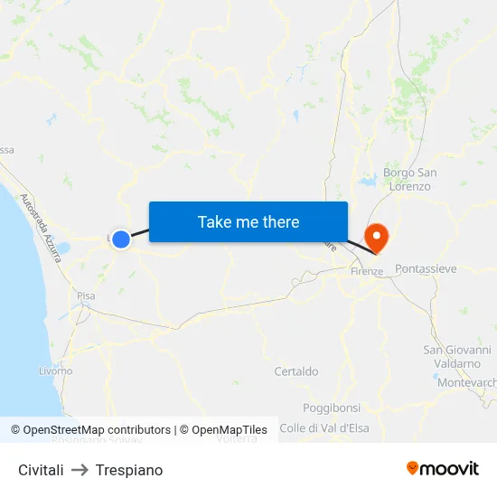 Civitali to Trespiano map