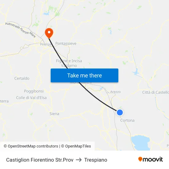 Castiglion Fiorentino Str.Prov to Trespiano map