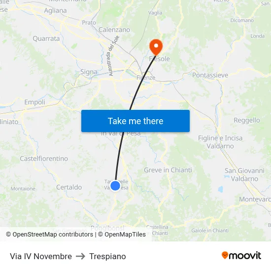 Via IV Novembre to Trespiano map