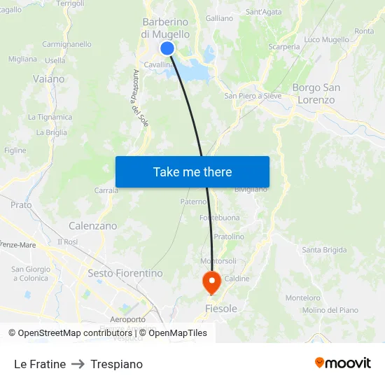 Le Fratine to Trespiano map