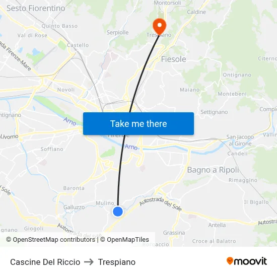 Cascine Del Riccio to Trespiano map