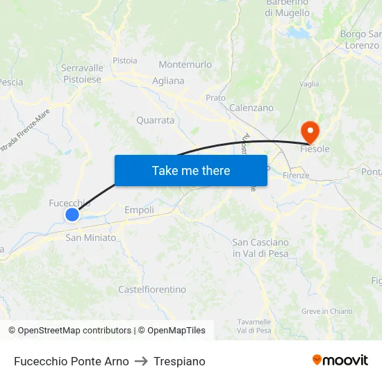 Fucecchio Arno Bridge to Trespiano map