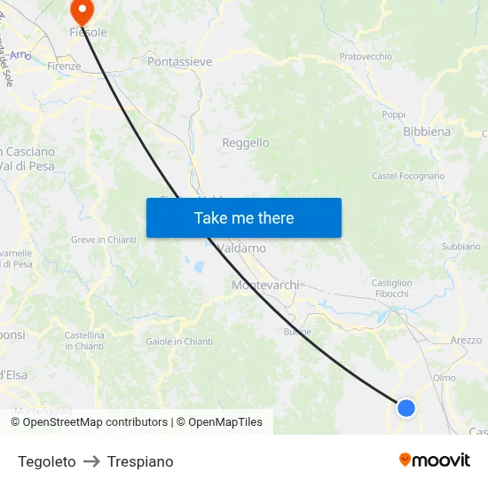 Tegoleto to Trespiano map