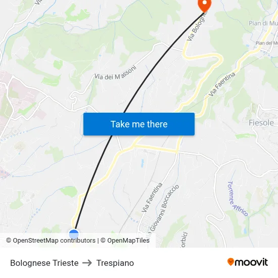 Bolognese Trieste to Trespiano map