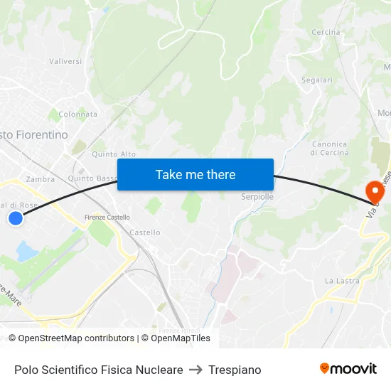 Scientific Center Nuclear Physics to Trespiano map