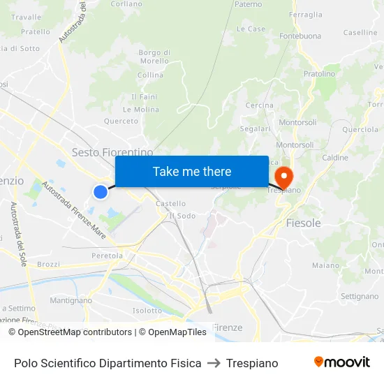 Polo Scientifico Dipartimento Fisica to Trespiano map
