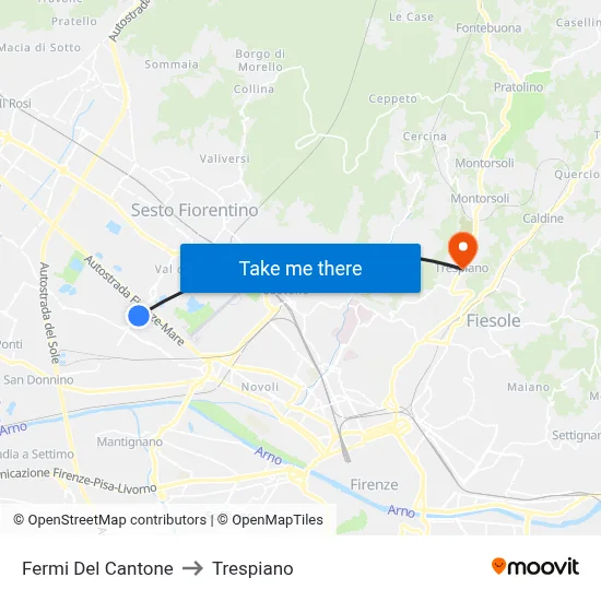 Fermi Del Cantone to Trespiano map