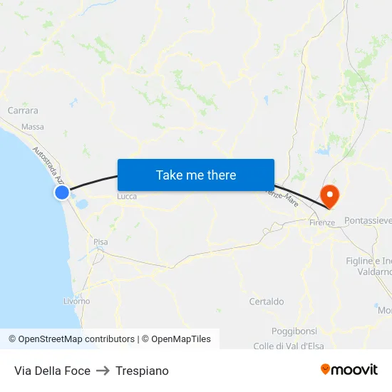Via Della Foce to Trespiano map