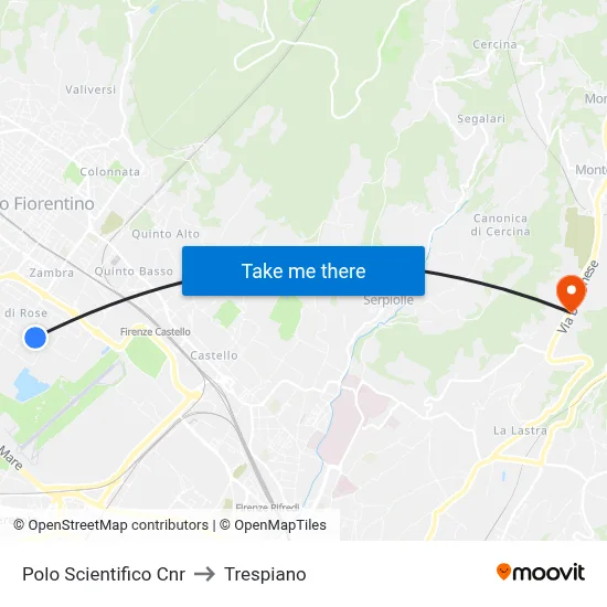 CNR Science Center to Trespiano map