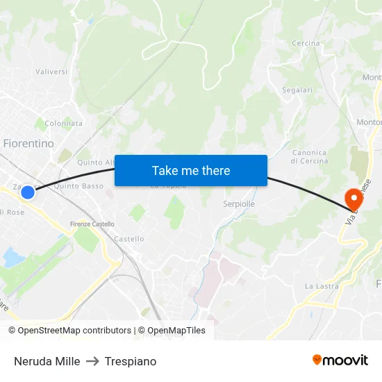 Neruda Mille to Trespiano map