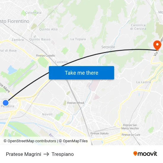 Pratese Magrini to Trespiano map