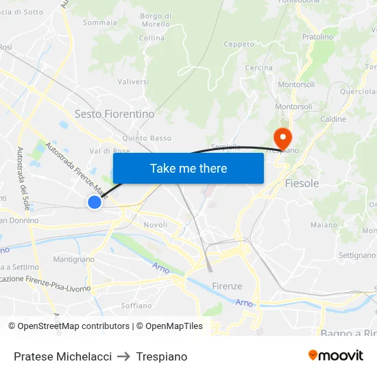 Pratese Michelacci to Trespiano map
