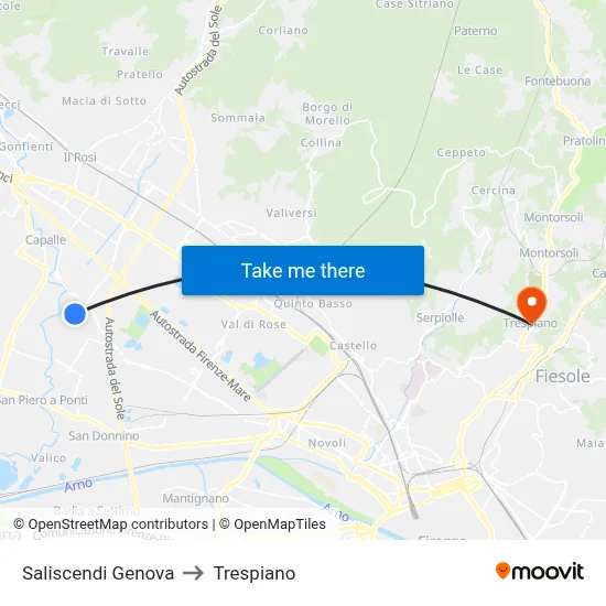 Saliscendi Genova to Trespiano map
