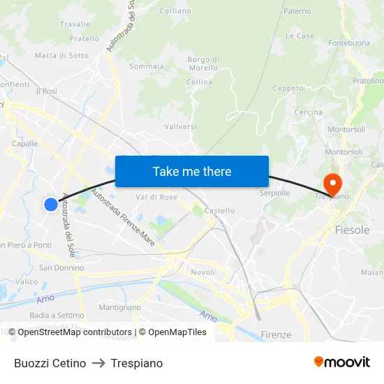 Buozzi Cetino to Trespiano map
