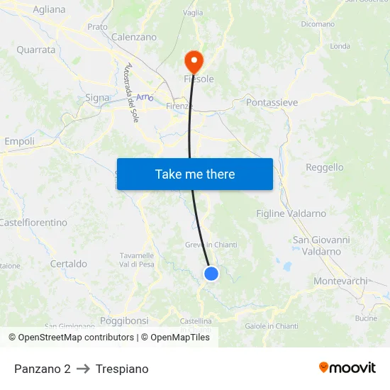 Panzano 2 to Trespiano map