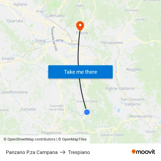 Panzano Bell Tower Square to Trespiano map