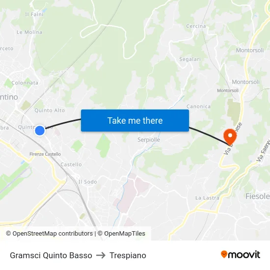 Gramsci Quinto Basso to Trespiano map