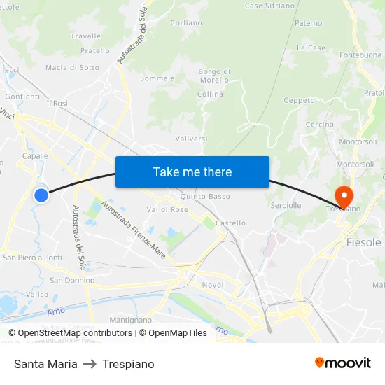 Santa Maria to Trespiano map