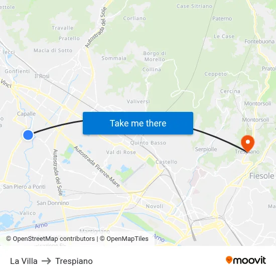 La Villa to Trespiano map