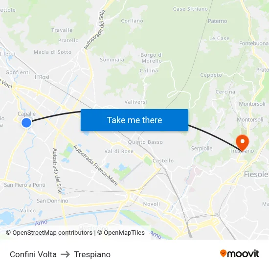 Confini Volta to Trespiano map