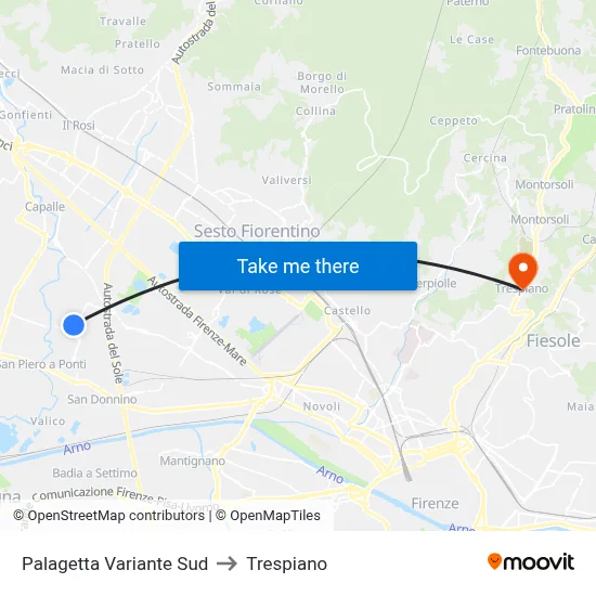 South Palagetta Variant to Trespiano map