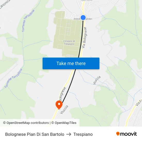 Bolognese Pian Di San Bartolo to Trespiano map