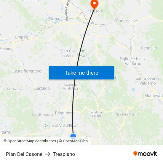 Pian Del Casone to Trespiano map