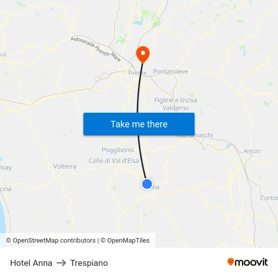 Hotel Anna to Trespiano map