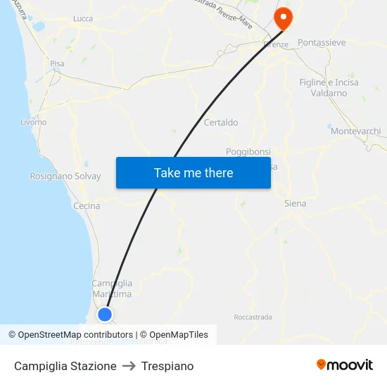Campiglia Stazione to Trespiano map