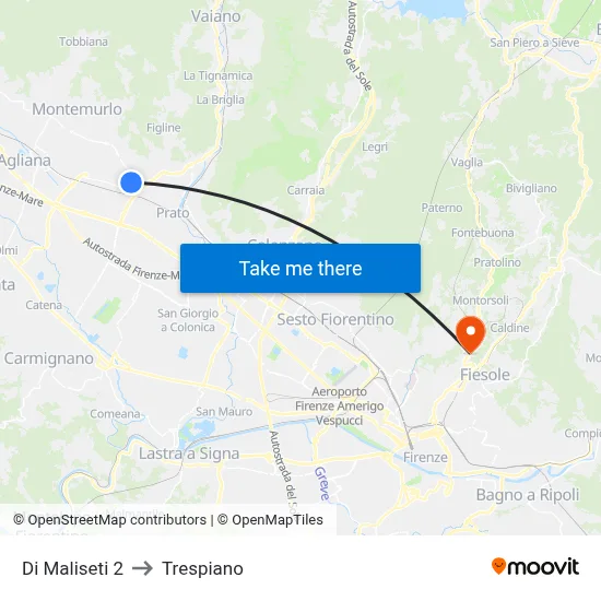 Maliseti 2 to Trespiano map