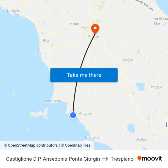Castiglione D.P. Ansedonia Giorgin Bridge to Trespiano map