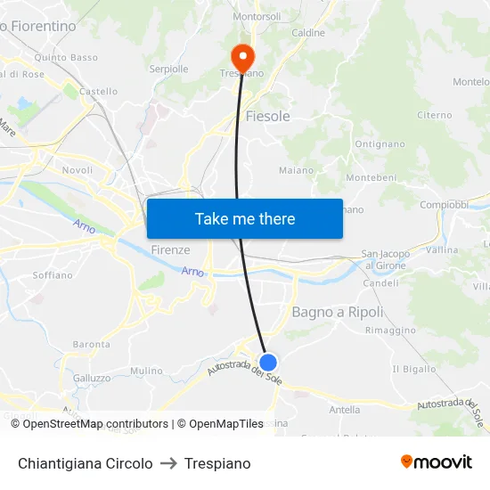 Chiantigiana Circle to Trespiano map