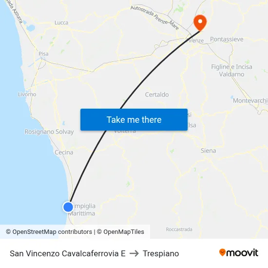 San Vincenzo Railway Bridge East to Trespiano map