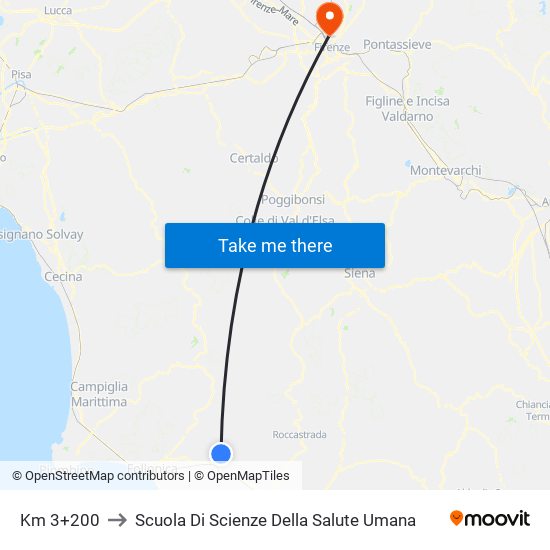 Km 3+200 to Scuola Di Scienze Della Salute Umana map