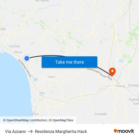 Via Azzano to Residenza Margherita Hack map