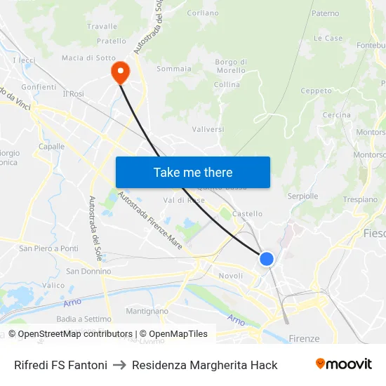 Rifredi Station Fantoni to Margherita Hack Residence map