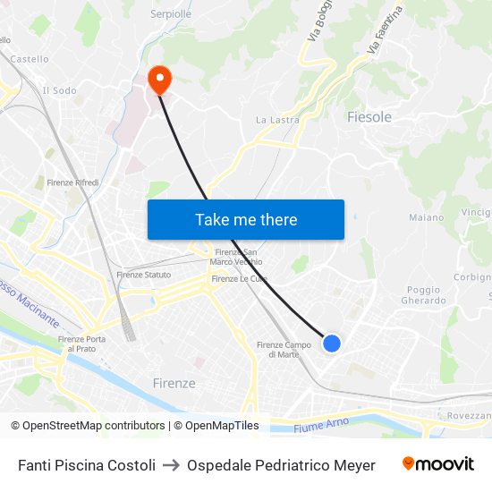 Fanti  Piscina Costoli to Ospedale Pedriatrico Meyer map