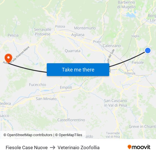 Fiesole Case Nuove to Veterinaio Zoofollia map