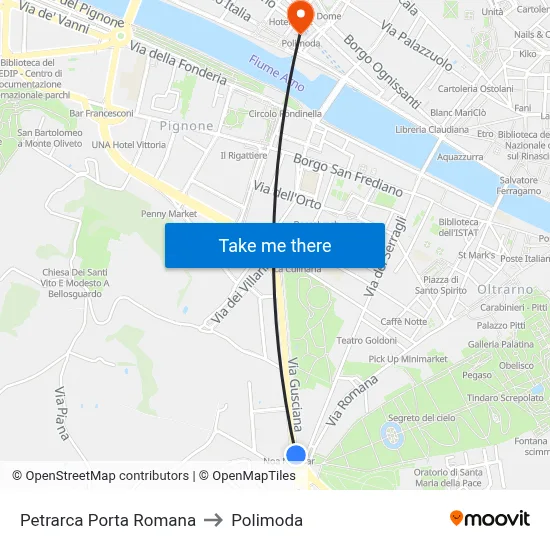 Petrarca Porta Romana to Polimoda map