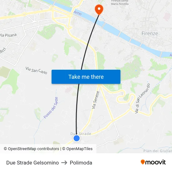 Due Strade Gelsomino to Polimoda map